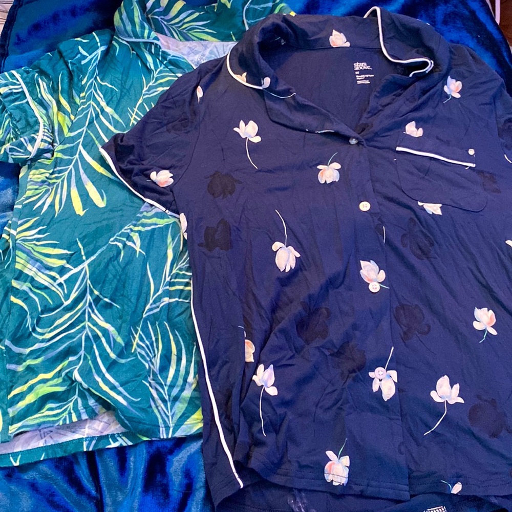 two separate pajama tops